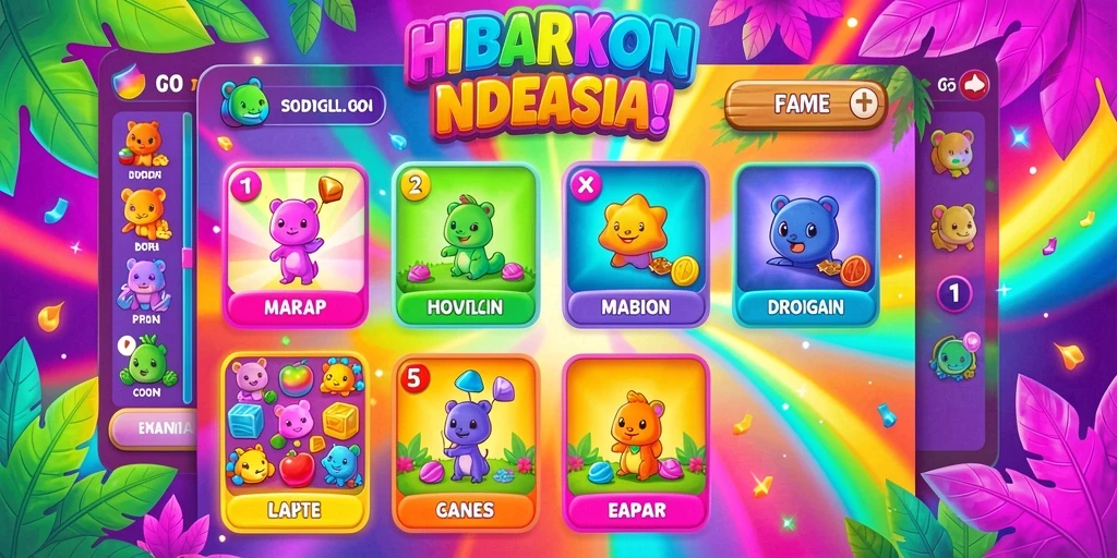 Screenshot menunjukkan variasi tema permainan yang beragam.